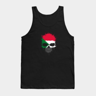 Chaotic Sudanese Flag Splatter Skull Tank Top